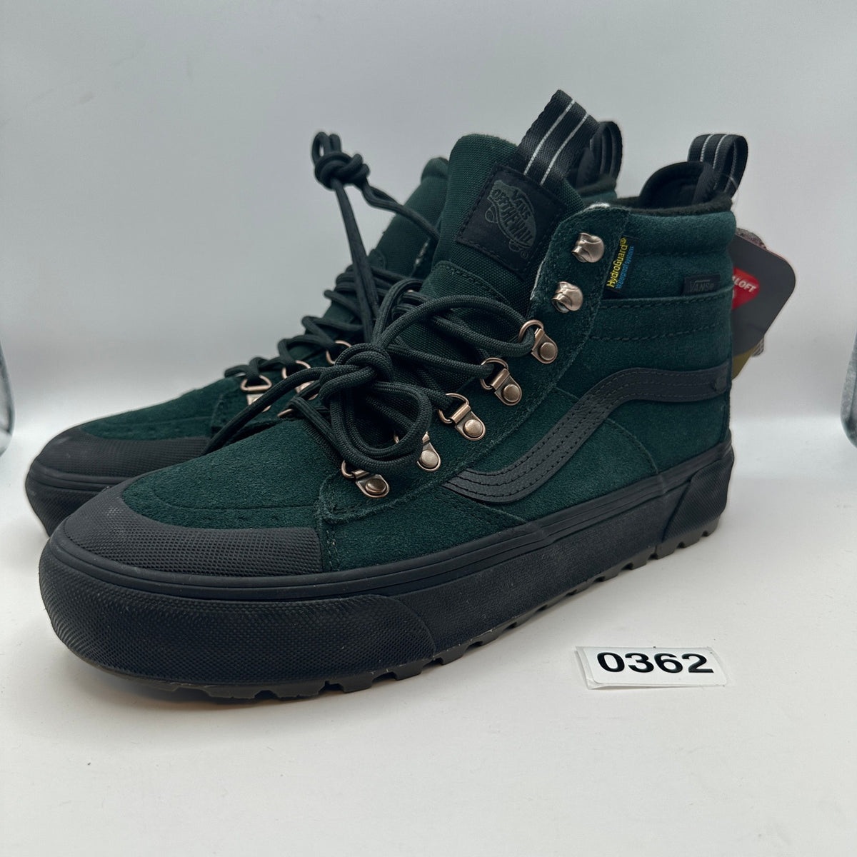 VANS Men's 8.5 MTE Sk8 Hi Pine Green Suede Black Outsole