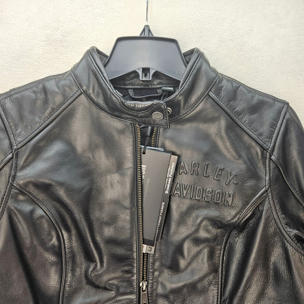 HARLEY DAVIDSON WOMEN'S MEDIUM CAFE RACER MODULAR LEATHER JACKET BLK 98019-23VW