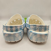 CROCS M6 W8 CLASSIC GINGHAM CLOG BLUE WHITE CHECKERED SLIP ON SHOES NWT