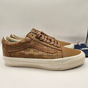 VANS M7.5 W9 OLD SKOOL WOVEN LEATHER BROWN TAN LOW TOP SNEAKER NWOB