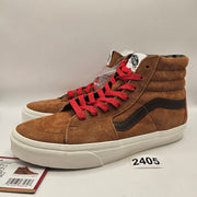 VANS MEN'S 7.5 SK8 HI PIG SUEDE PLAID GLAZED GINGER BROWN NWOB