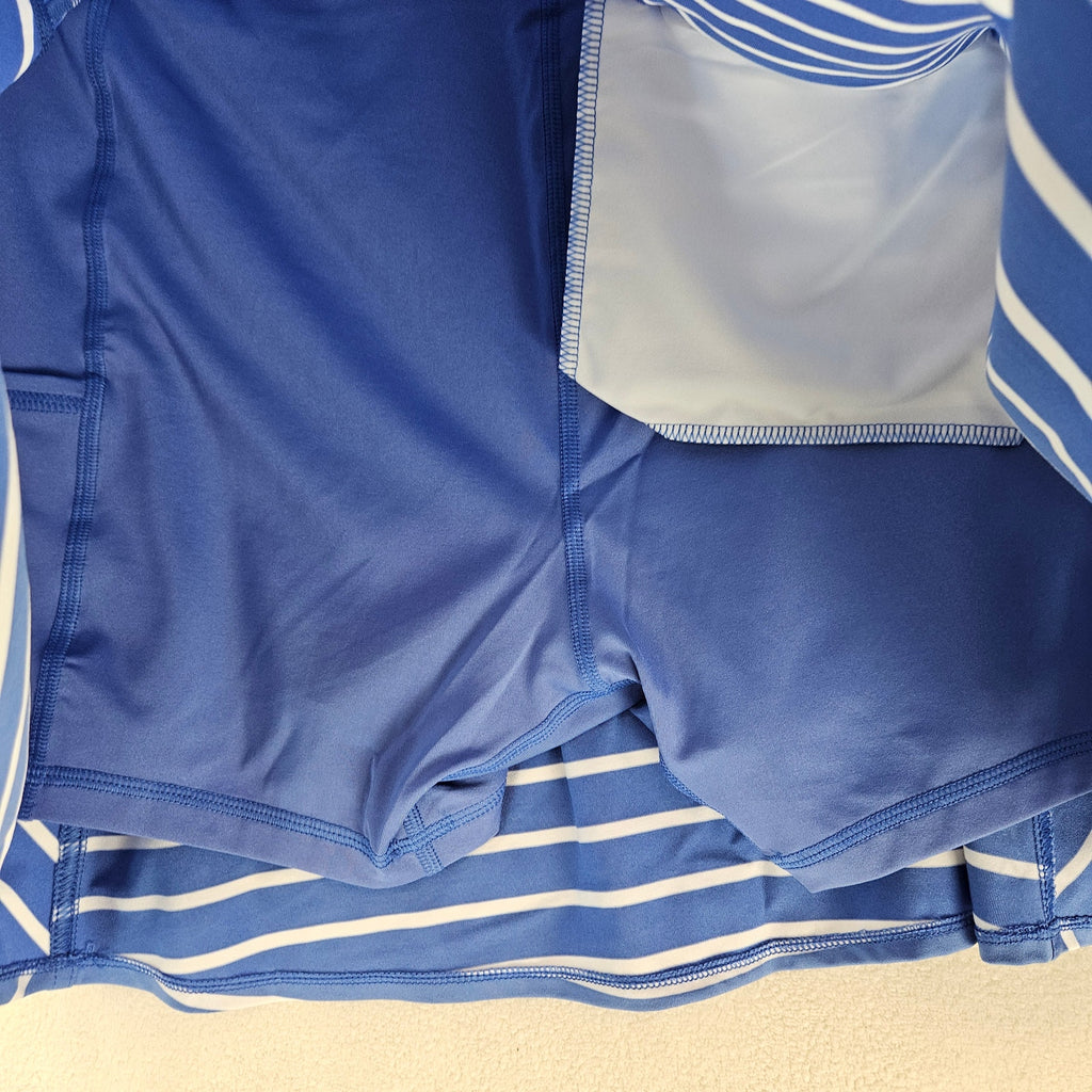 RLX RALPH LAUREN WOMEN'S MEDIUM GOLF CONCELPT 1 SKORT BLUE WHITE STRIPES NWT