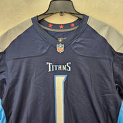 NIKE MEN'S XXL ELITE CAM WARD TITANS #1 VAPOR FUSE JERSEY NAVY BLUE GRAY