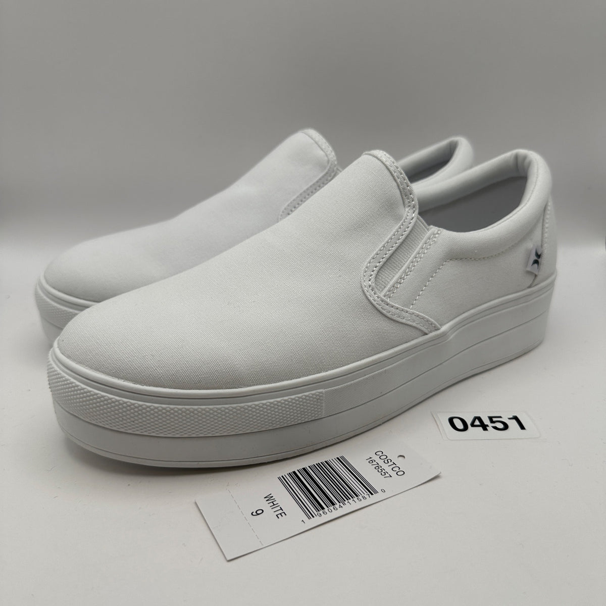 HURLEY Women's 9 Slip On Platform Triple White Canvas
