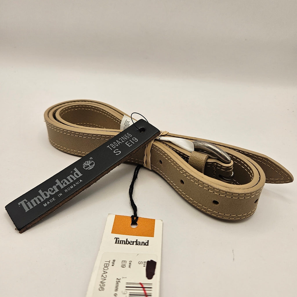 TIMBERLAND WOMEN'S S OVAL BUCKLE BELT BEIGE MADE IN ROMANIA TB0A2N66 EI9 NWT