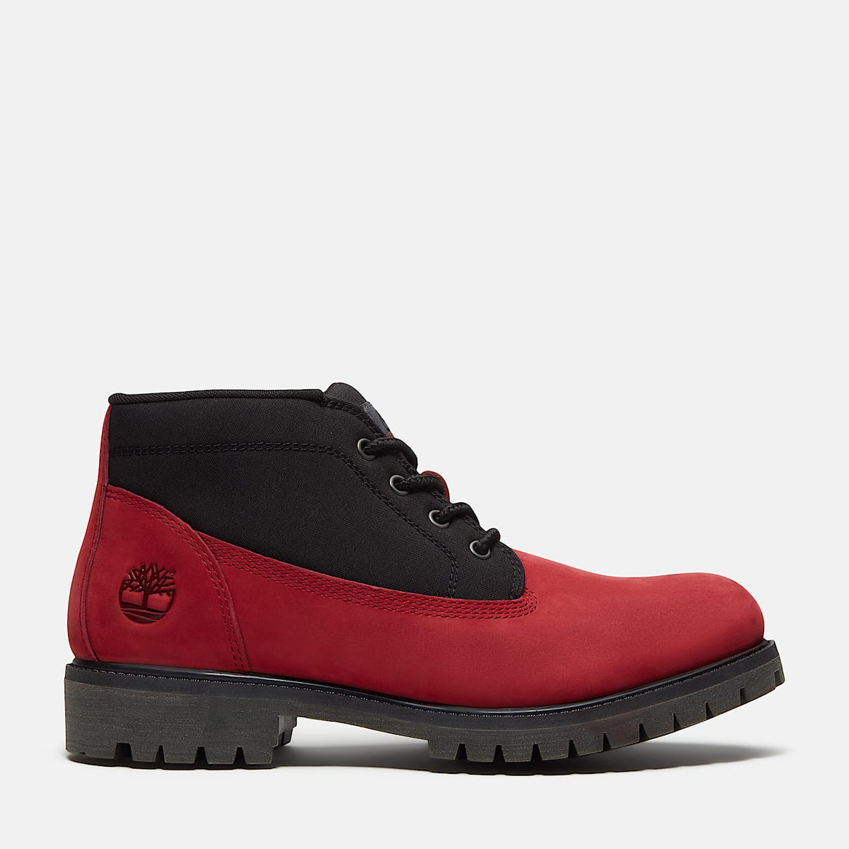 TIMBERLAND MEN'S 10 MID LACE CHUKKA BOOT RED BLACK NUBUCK CANVAS TB0A431HAET