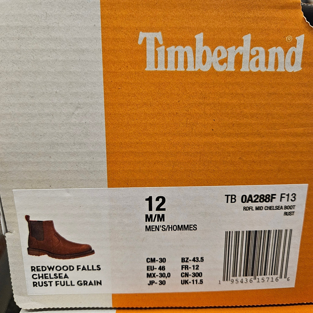 TIMBERLAND MEN'S 12 REDWOOD FALLS CHELSEA BOOT RUST FULL GRAIN NIB