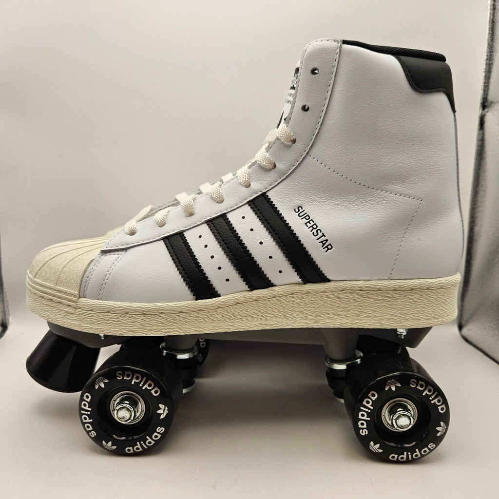 ADIDAS WOMEN'S 9.5 SUPERSTAR HI WHITE BLACK ROLLER SKATES NWOB JS4038