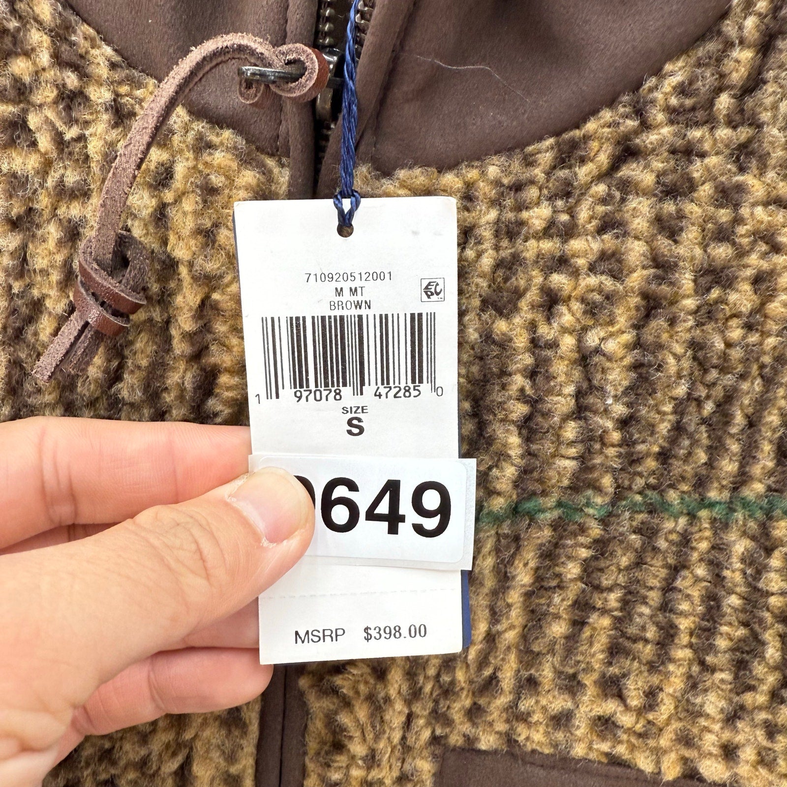 POLO RALPH LAUREN MEN'S MEDIUM BROWN GLEN PLAID PILE FLEECE JACKET