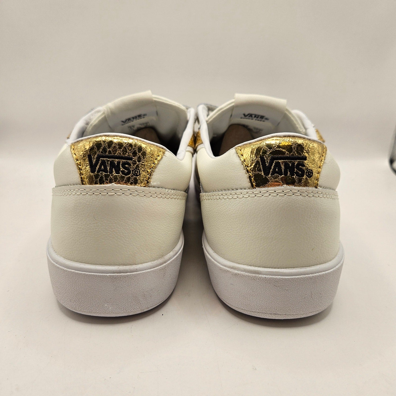 VANS MEN'S 8.5 LOWLAND COMFYCUSH WHITE GOLD STRAP ON SNEAKER NWOB