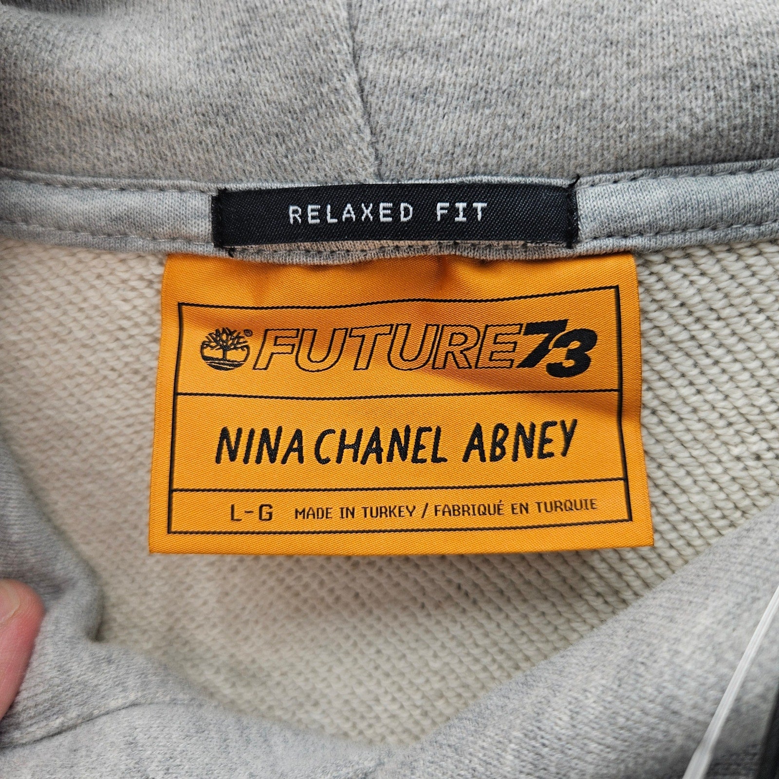 TIMBERLAND X NINA CHANEL ABNEY XL TERRY CLOTH PULLOVER HOODIE GRAY NWT