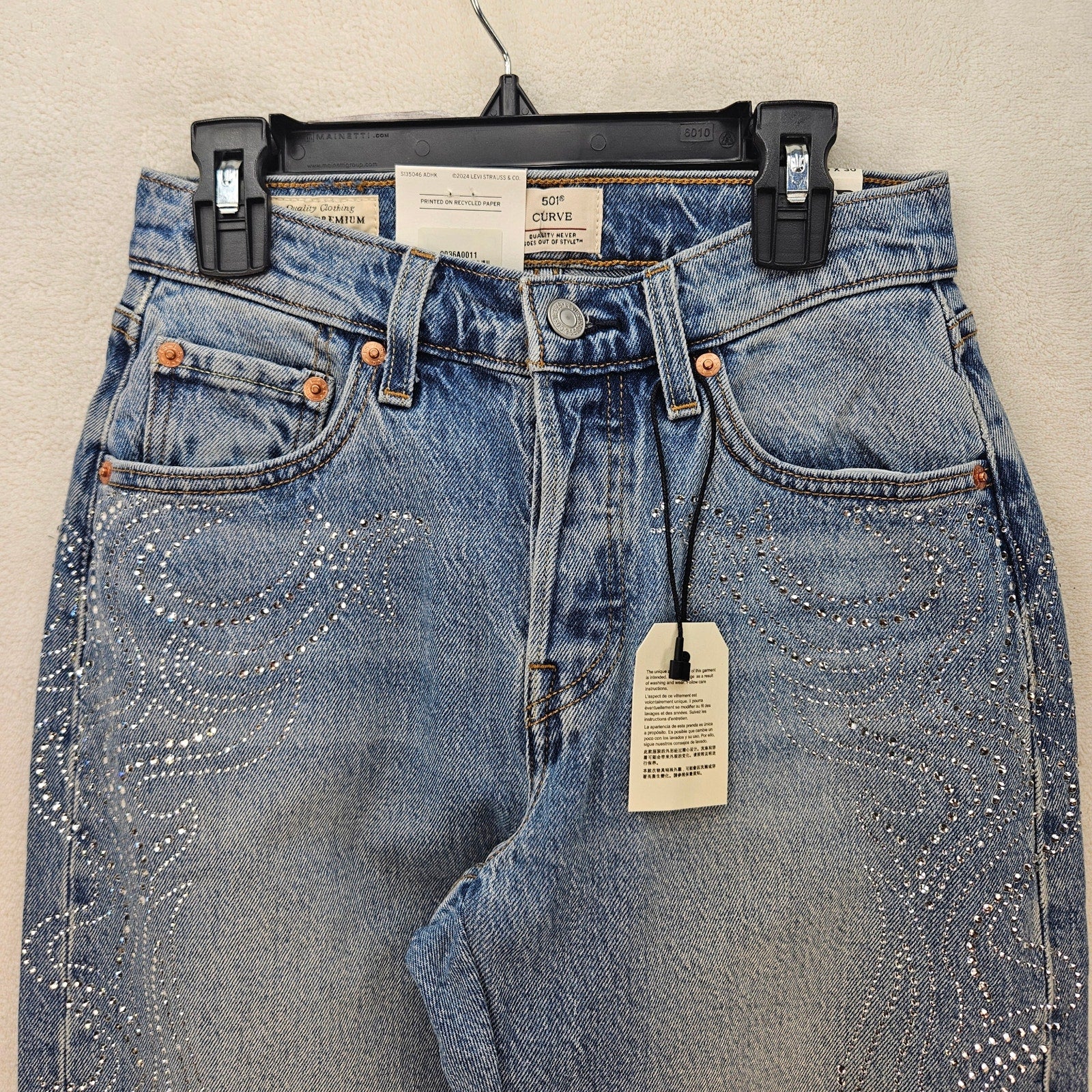 LEVI'S 501 X BEYONCE CURVE JEANS 25X30 WESTERN CRYSTAL NWT $150