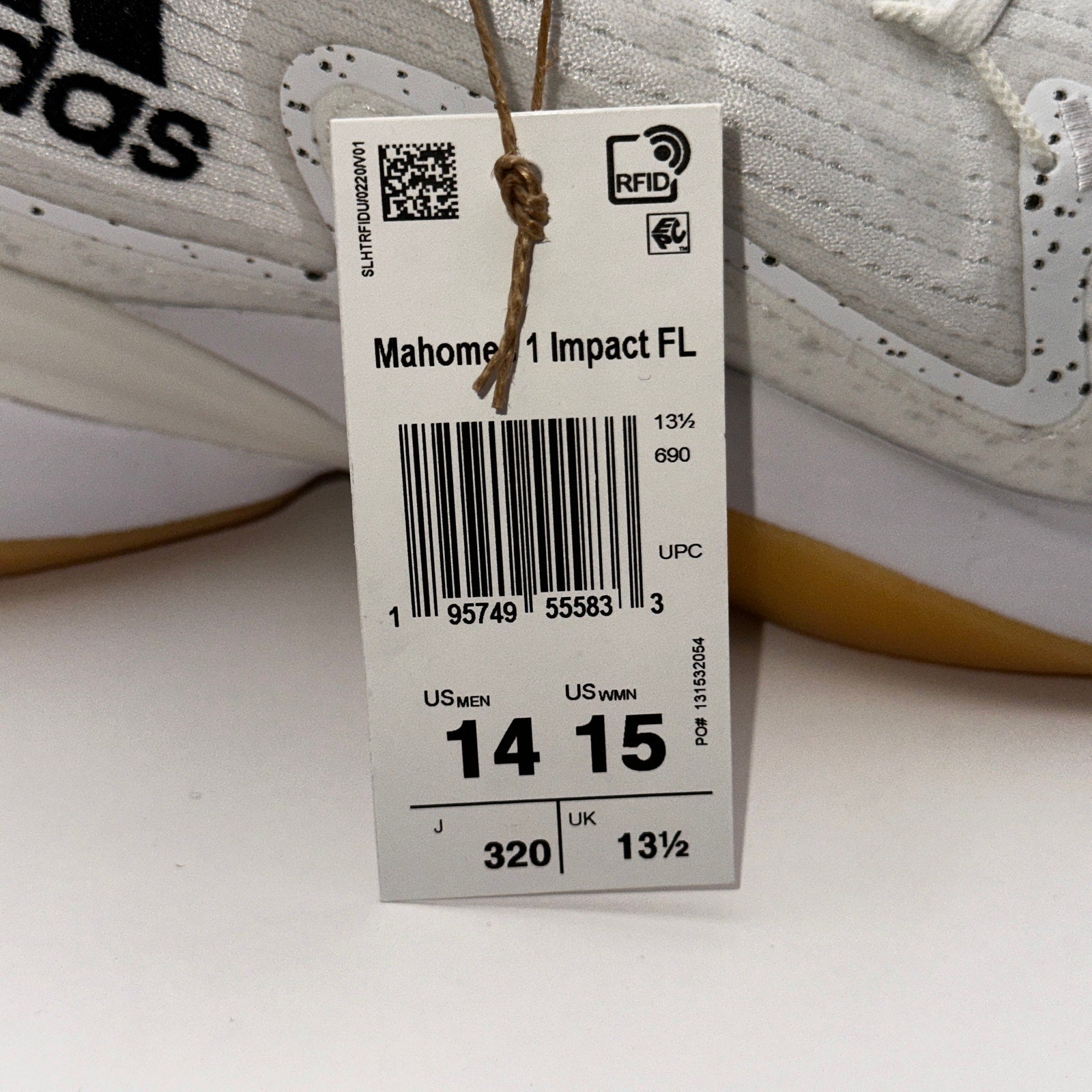 Adidas Mahome 1 Impact FL White Gum Basketball Shoes Size 14