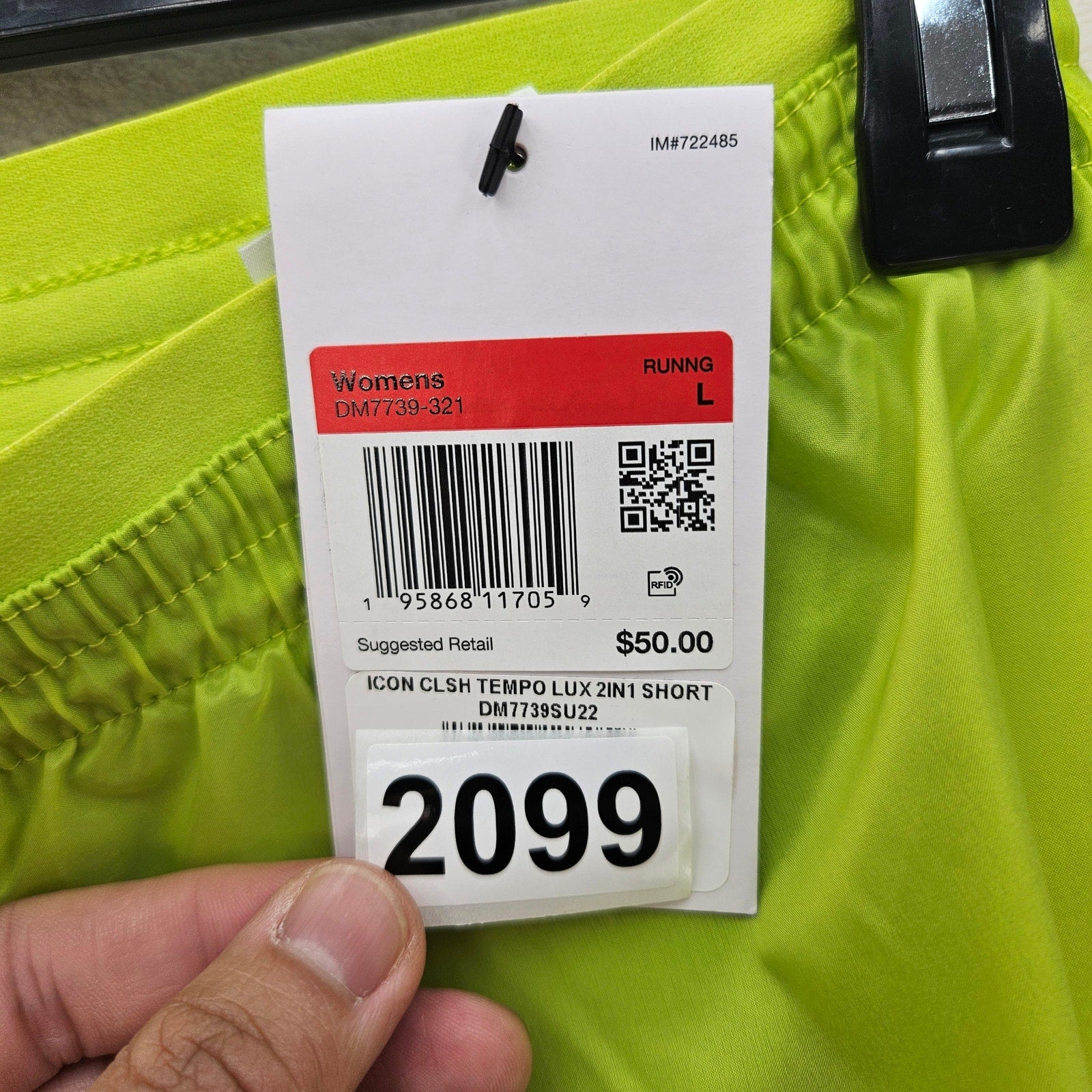 NIKE WOMEN'S LARGE ICON CLASH TEMPO LUXE RUNNING SHORTS GREEN DM7739-321 NWT