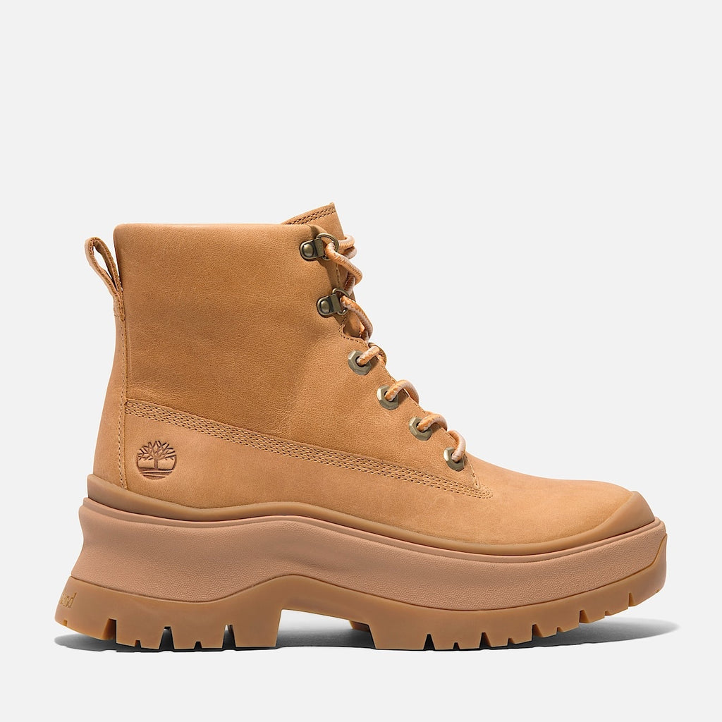 TIMBERLAND WOMEN'S 8.5 ROXIE LANE MID LACE UP BOOT WHEAT FULL GRAIN NIB