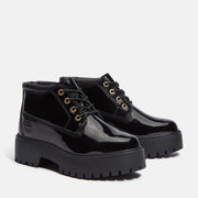 TIMBERLAND WOMEN'S 6.5 STONE STREET MID LACE WATERPROOF PATENT BLACK LEATHER NIB