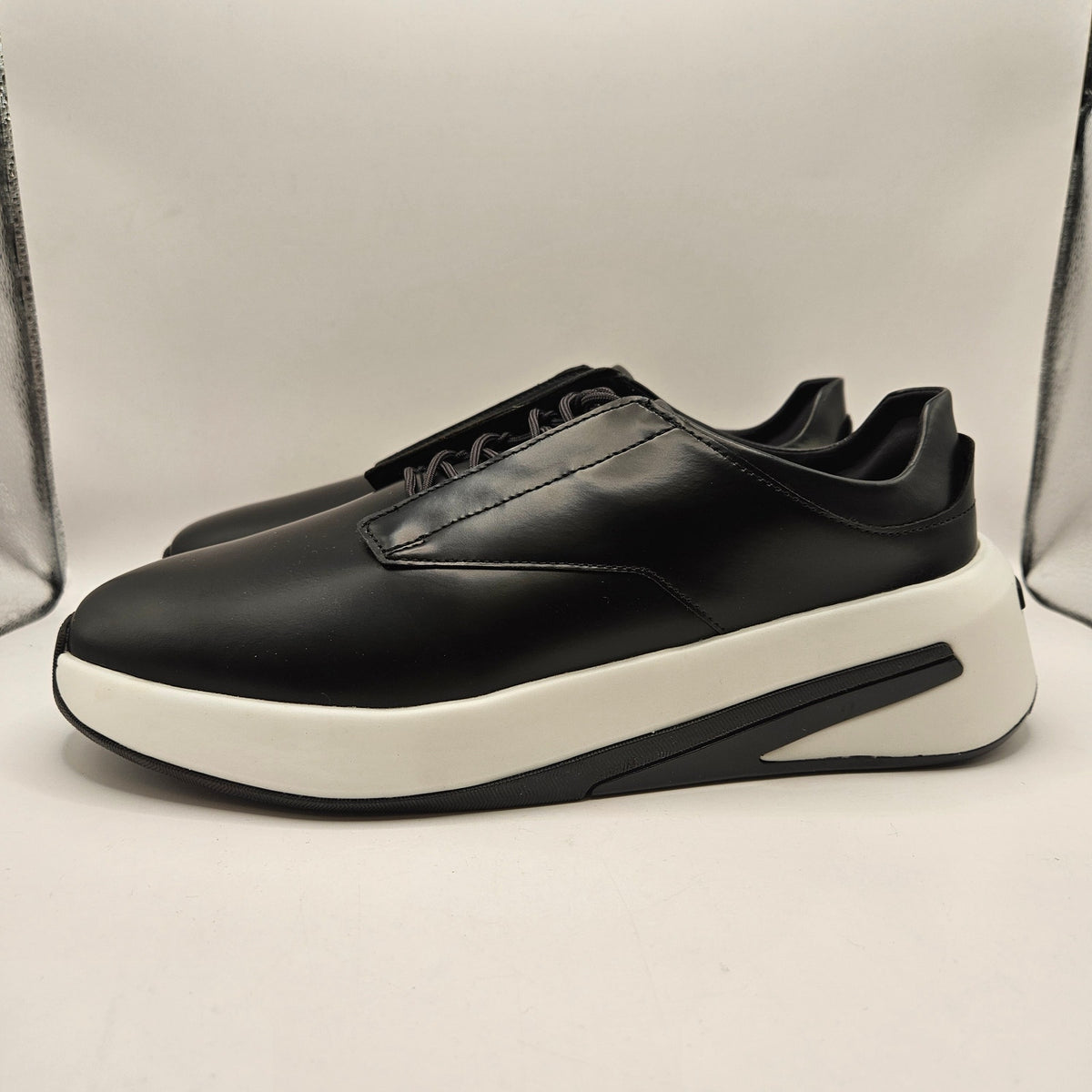 WOLF & SHEPHERD MEN'S 10.5 SUPERCROSSOVER BLACK LEATHER LOW TOP SNEAKER NWOB