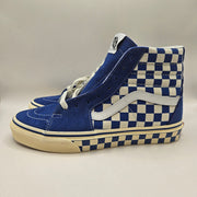 VANS WOMEN'S 8.5 SK8-HI CHECKERBOARD SIDEWALL CLASSIC BLUE SKATEBOARD NWOB