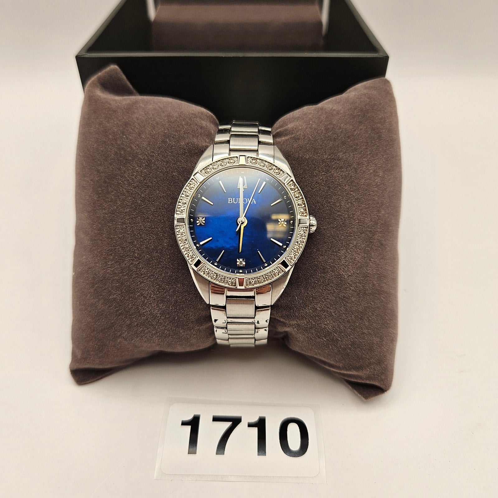 BULOVA 96R243 WOMEN'S CLASSIC QUARTZ GEMMED SILVER STAINLESS STEEL WATCH 35MM