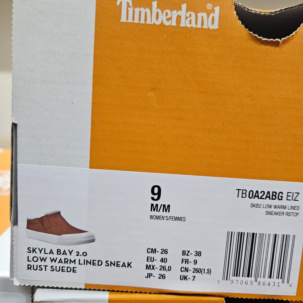 TIMBERLAND WOMEN'S 9 SKYLA BAY 2.0 LOW WARM LINED SNEAK RUST SUEDE NIB