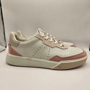 ECCO WOMEN'S 11-11.5 STREET COURT LEATHER TRAINER WHITE PINK NWOB