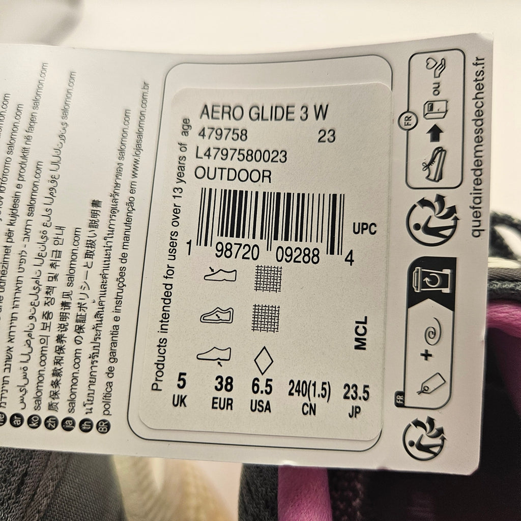 SALOMON WOMEN'S 6.5 AERO GLIDE 3 W GREY PINK VANILLA ICE RUNNING SHOES NWOB