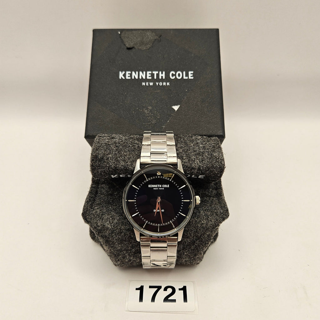 KENNETH COLE NEW YORK MEN'S QUARTZ DIAMOND ACCENTS STAINLESS STEEL 42MM NWT