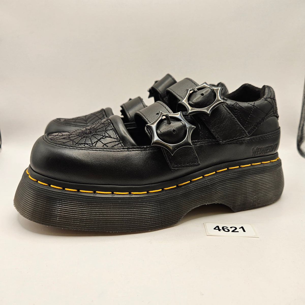DR MARTENS WOMEN'S 6 WEDNESDAY ADAMS BUZZ MARY JANE BLACK PLATFORM SHOES BLACK