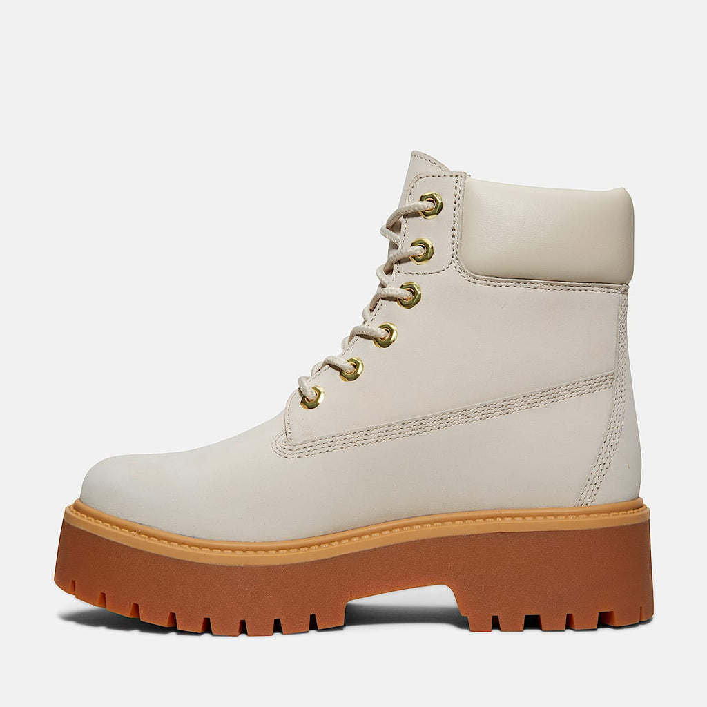 TIMBERLAND WOMEN'S 9.5 STONE STREET 6IN LACE WP BOOT RAINY DAY OFF WHITE GUM NIB