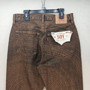 LEVI'S WOMEN'S 27 X EMMA CHAMBERLAIN 501 ORIGINAL JEANS TREE RINGS BROWN