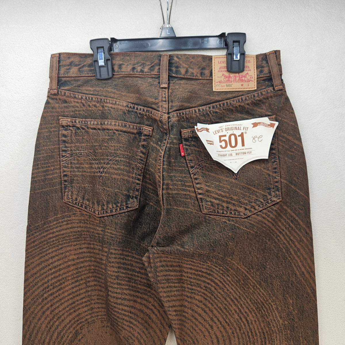 LEVI'S WOMEN'S 27 X EMMA CHAMBERLAIN 501 ORIGINAL JEANS TREE RINGS BROWN