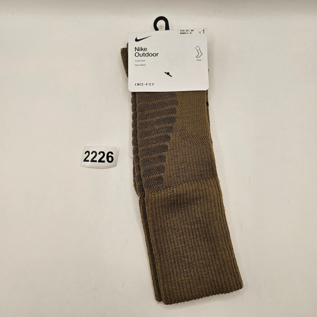 NIKE SMALL OUTDOOR CREW SOCKS GREEN BROWN FD8472-300 NWT MADE IN USA