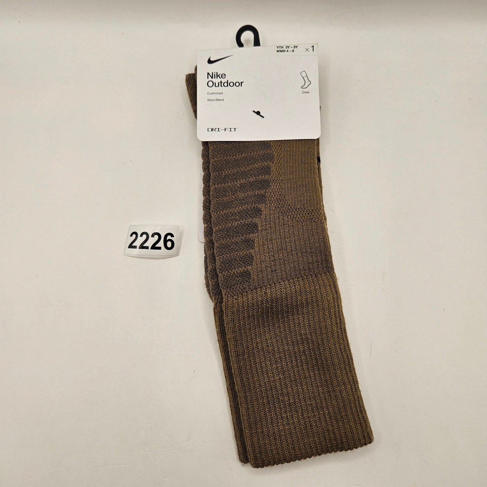 NIKE SMALL OUTDOOR CREW SOCKS GREEN BROWN FD8472-300 NWT MADE IN USA