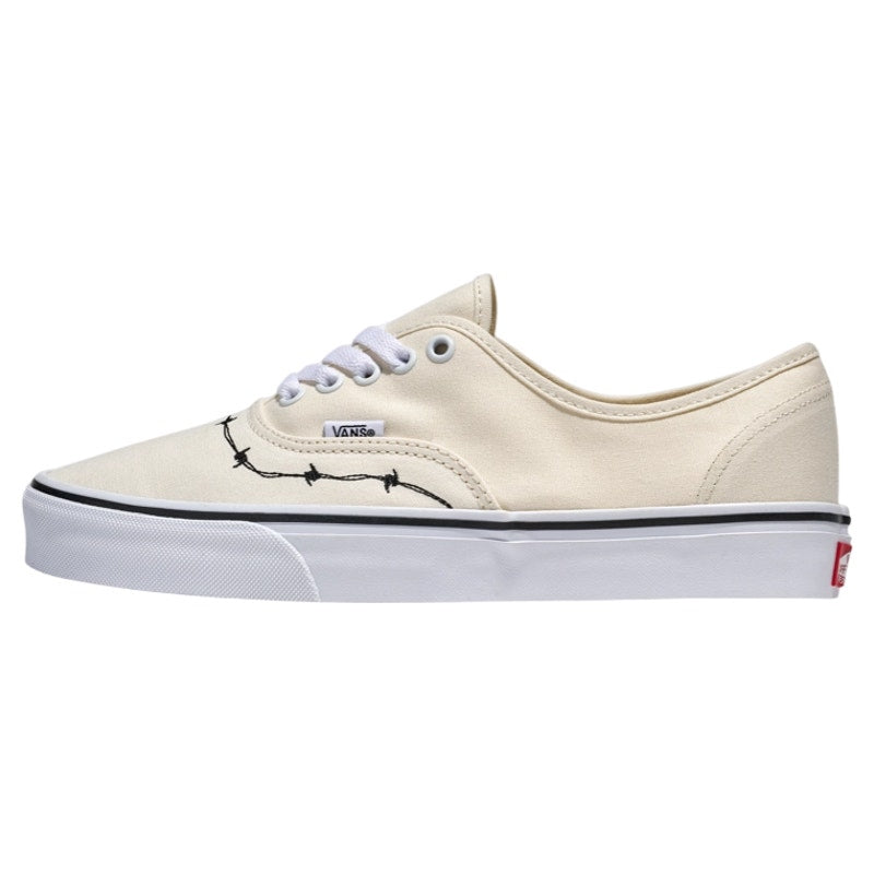 VANS MEN'S 7.5 AUTHENTIC BARBED WHITE LOW TOP CANVAS SNEAKER NIB