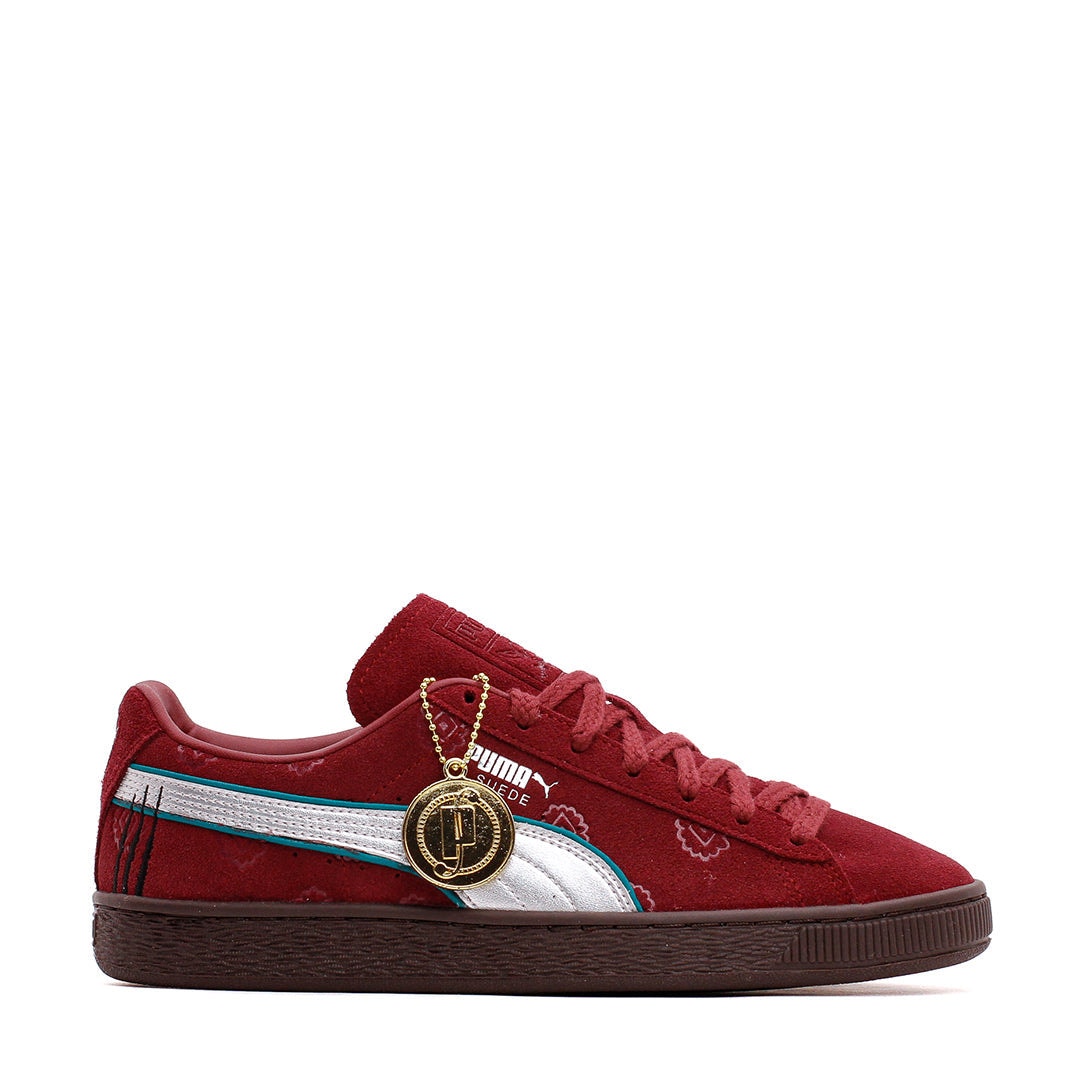 PUMA X ONE PIECE MEN'S 9 SUEDE 2 TEAM REGAL RED PUMA SILVER SNEAKERS NIB