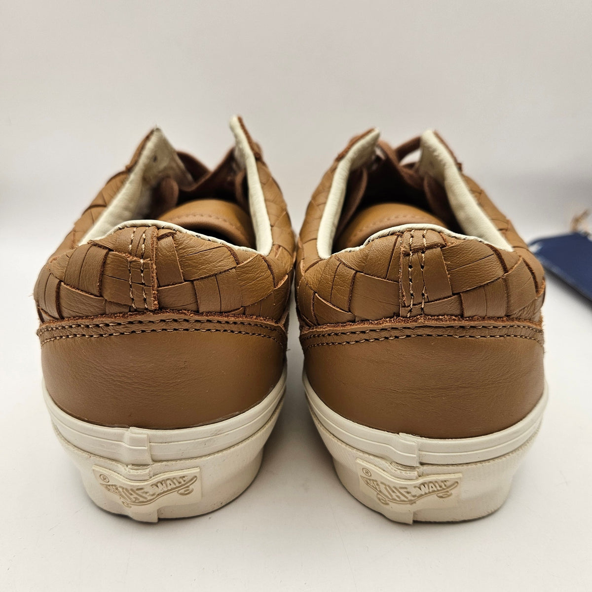 VANS M7.5 W9 OLD SKOOL WOVEN LEATHER BROWN TAN LOW TOP SNEAKER NWOB
