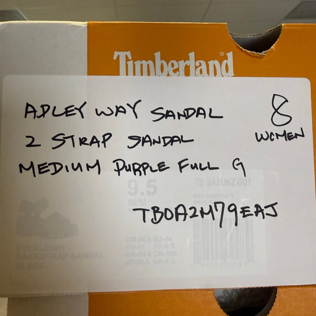 TIMBERLAND WOMEN'S 8 ADLEY WAY SANDAL 2 STRAP SANDAL PURPLE FULL GRAIN NIB