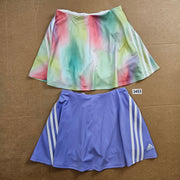 LOT OF 2 - ADIDAS GIRLS M TENNIS SKORT PURPLE TIE DYE ACTIVE SKIRTS NWOT