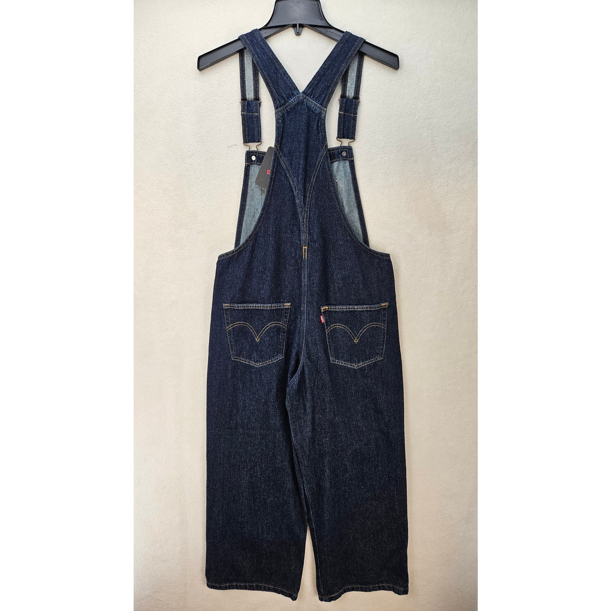 LEVI'S WOMEN'S SMALL BAGGY HIGHWATER OVERALLS DARK WASH A60790004