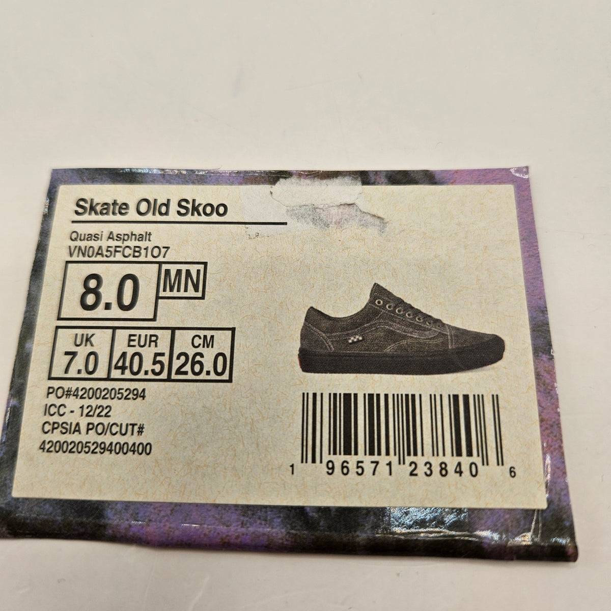 VANS X QUASI MEN'S 8 SKATE OLD SKOOL QUASI ASPHALT NWOB