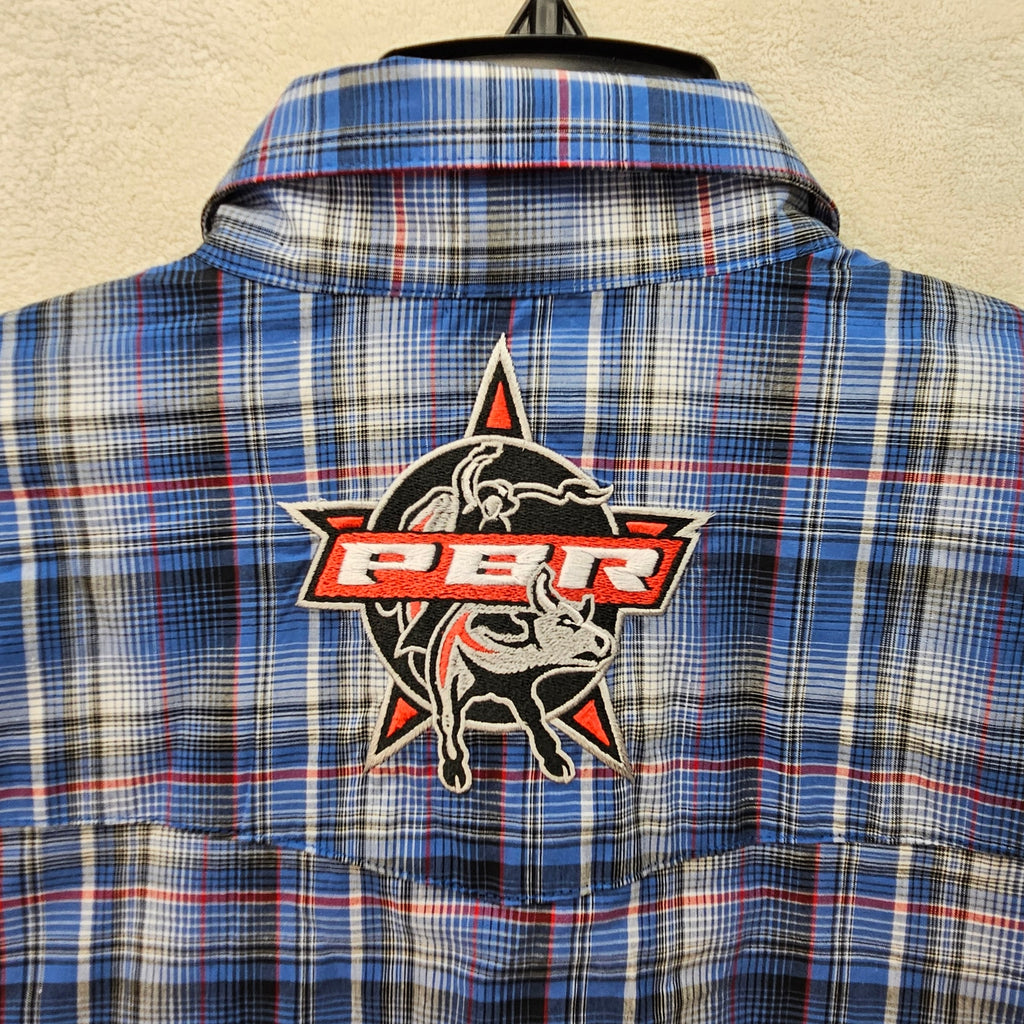 WRANGLER PBR PLAID MEN'S 2XT PEARL SNAP WESTERN SHIRT NWT
