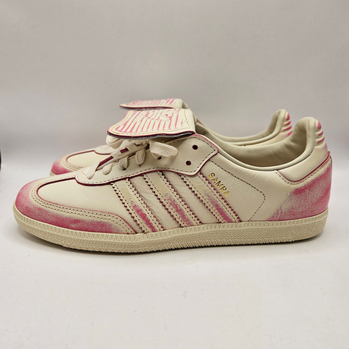 ADIDAS WOMEN'S 8.5 ORIGINALS SAMBA LT DISTRESSED PACK PINK CREAM WHITE JR5998