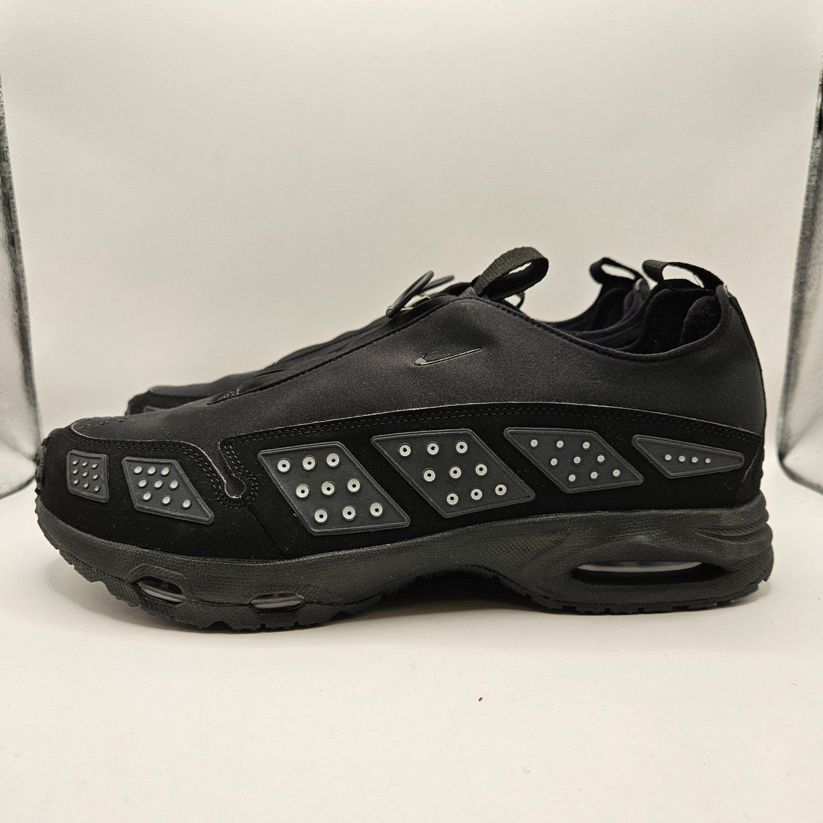 NIKE WOMEN'S 13 MEN'S 11.5 AIR SUNDER MAX BLACK METALLIC SILVER ZIP FZ2068-001