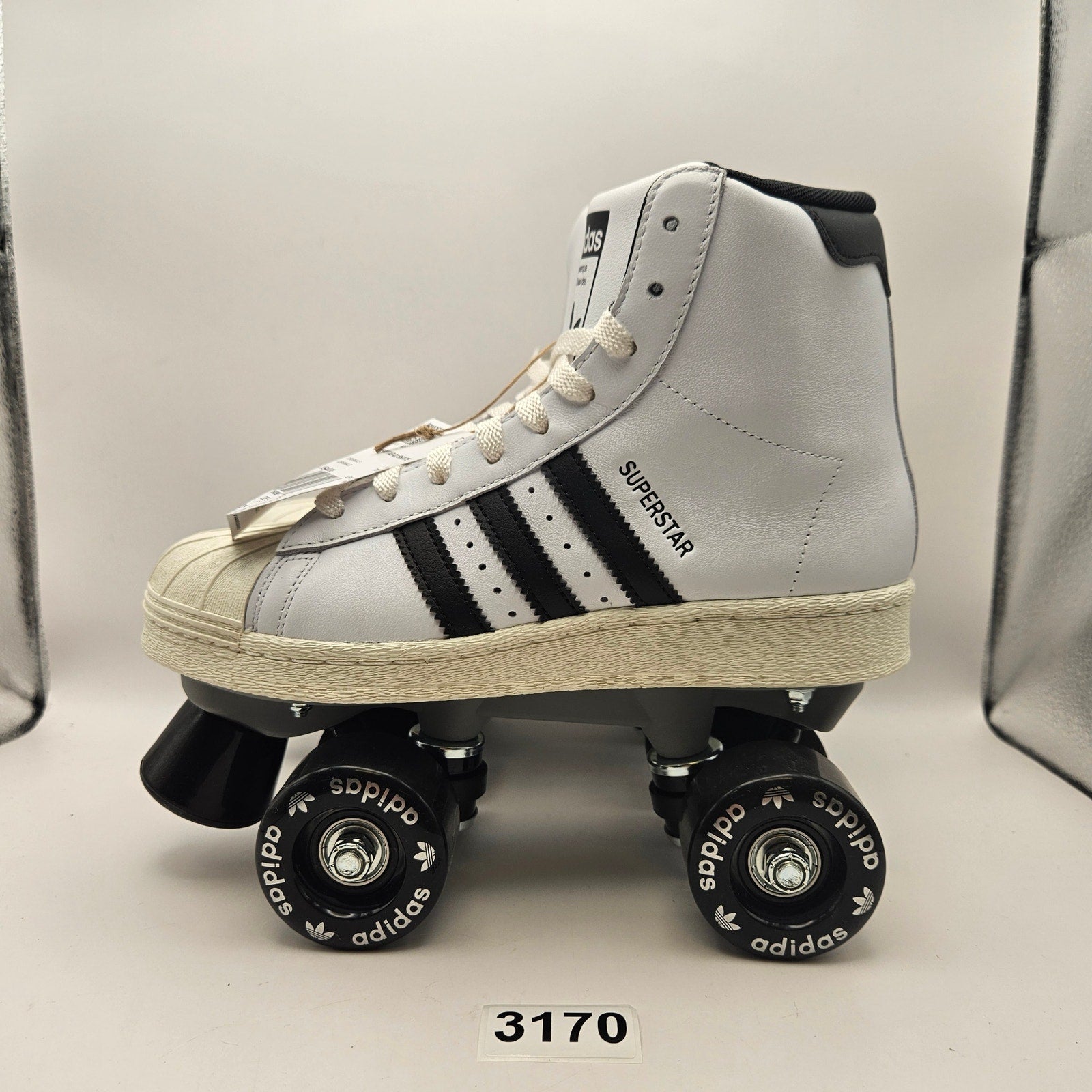 ADIDAS WOMEN'S 5.5 SUPERSTAR HI WHITE BLACK ROLLER SKATES NWOB JS4038