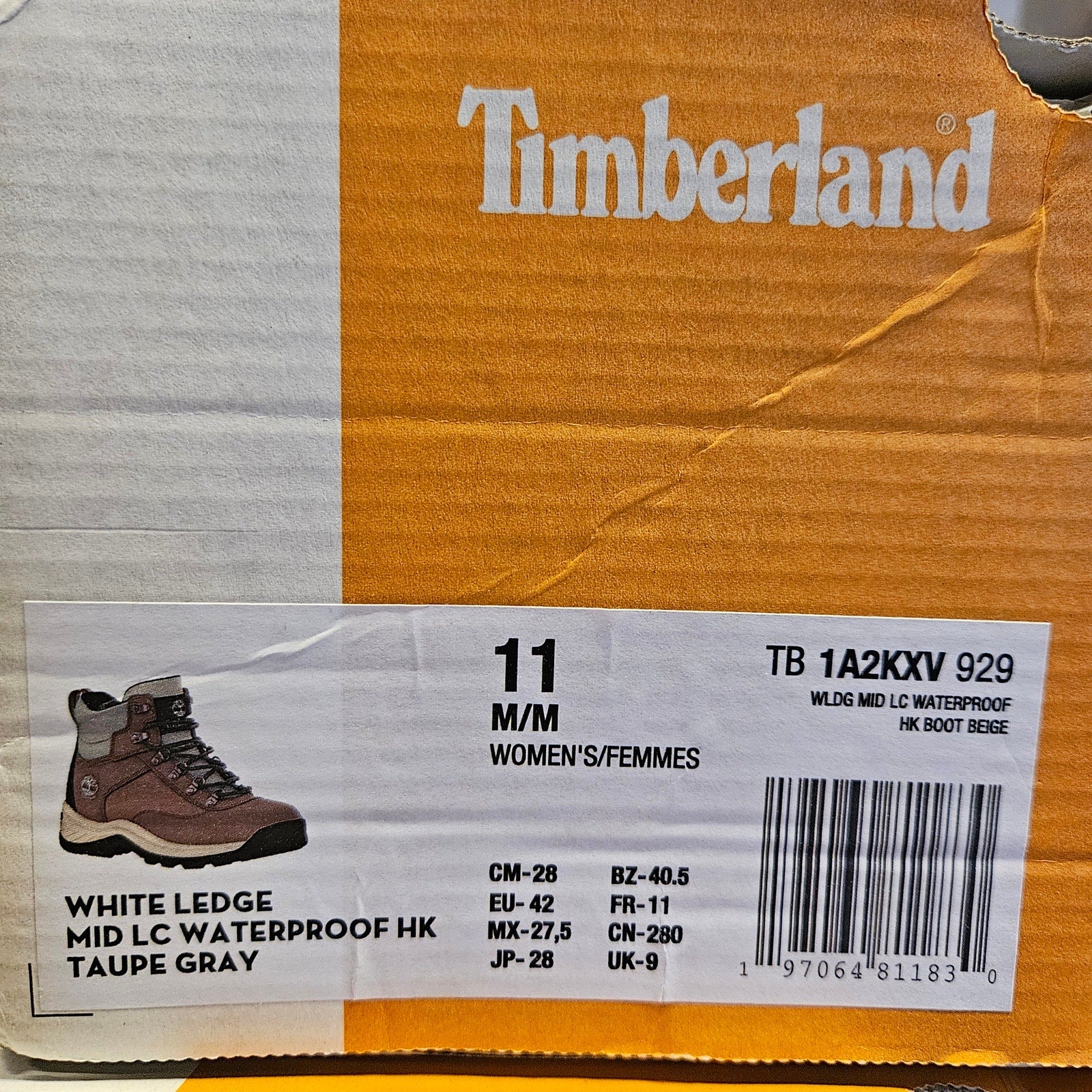 TIMBERLAND WOMEN'S 11 WHITE LEDGE WP HIKING BOOT TAUPE GREY NIB