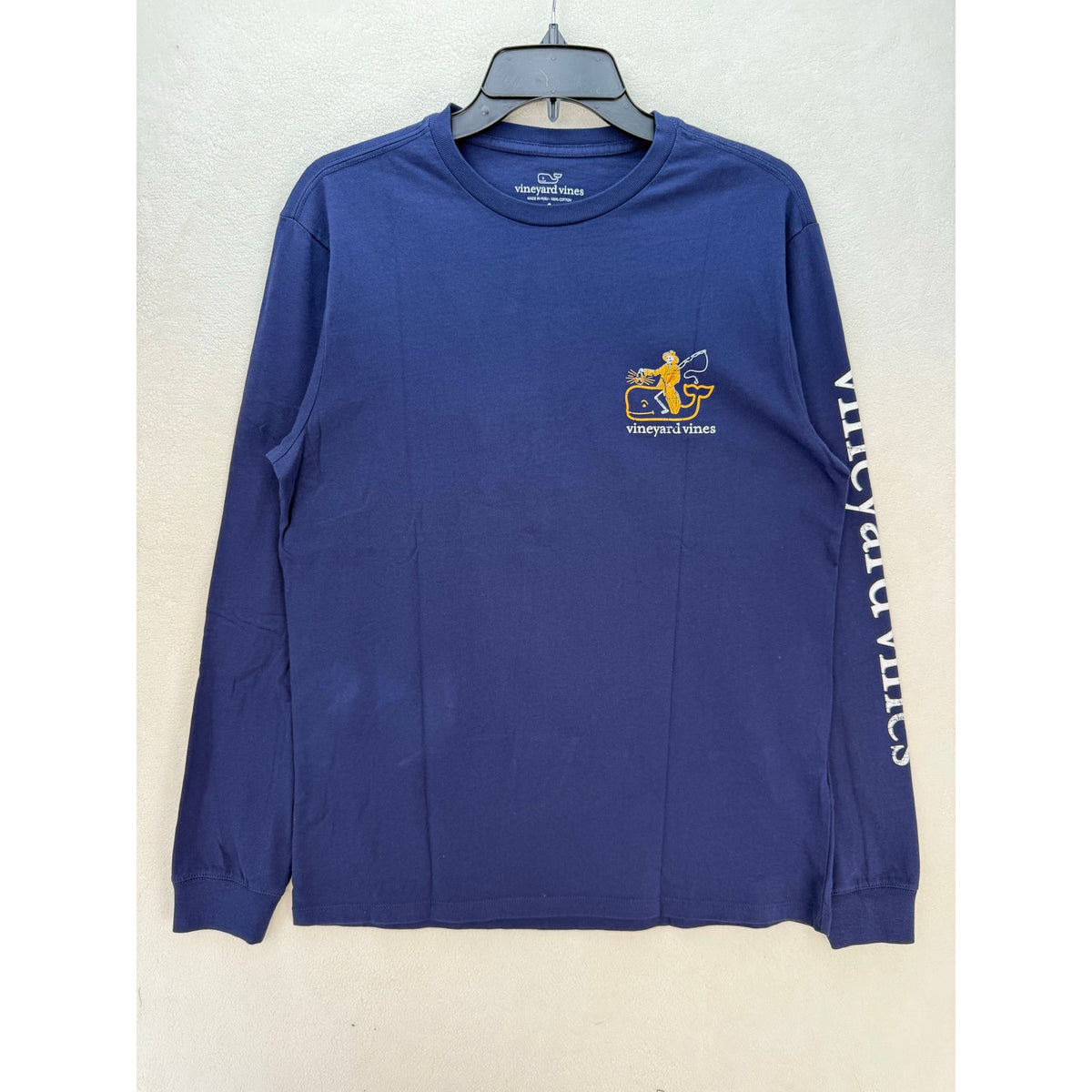 VINEYARD VINES MEN'S SMALL NAUTICAL NAVY FISHERMAN SKELETON LONG SLEEVE TEE