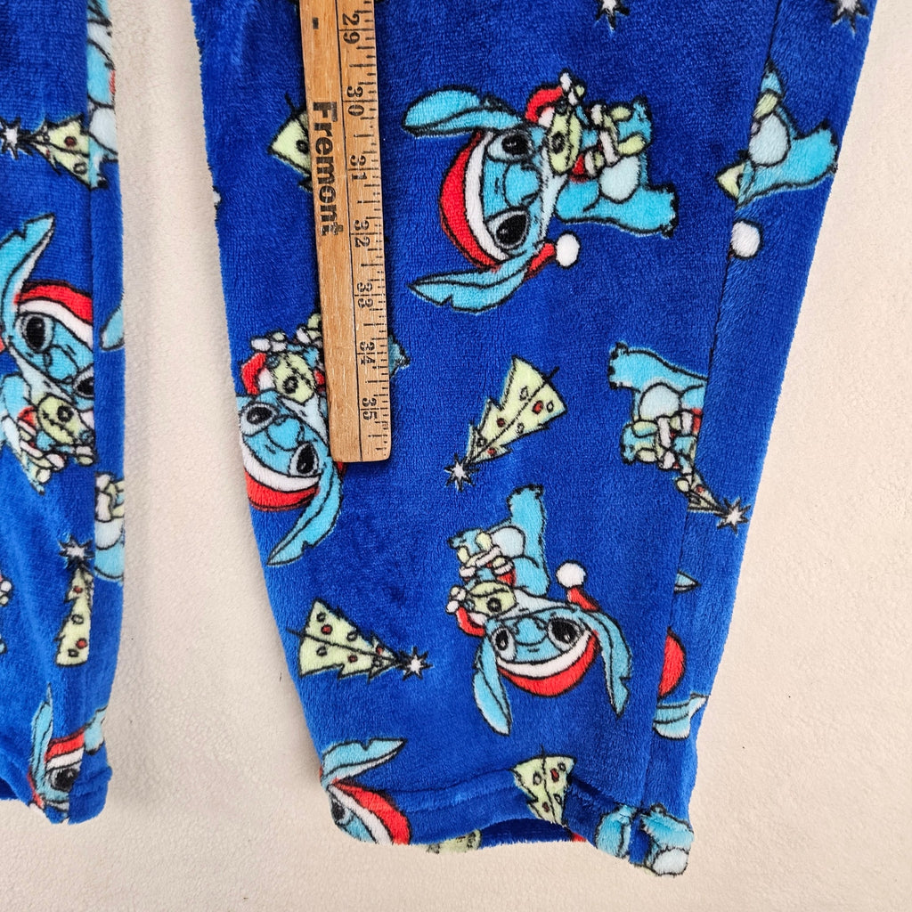 LILO STITCH CHRISTMAS SLEEPWEAR LARGE FLEECE PAJAMA PANTS BLUE NWOT