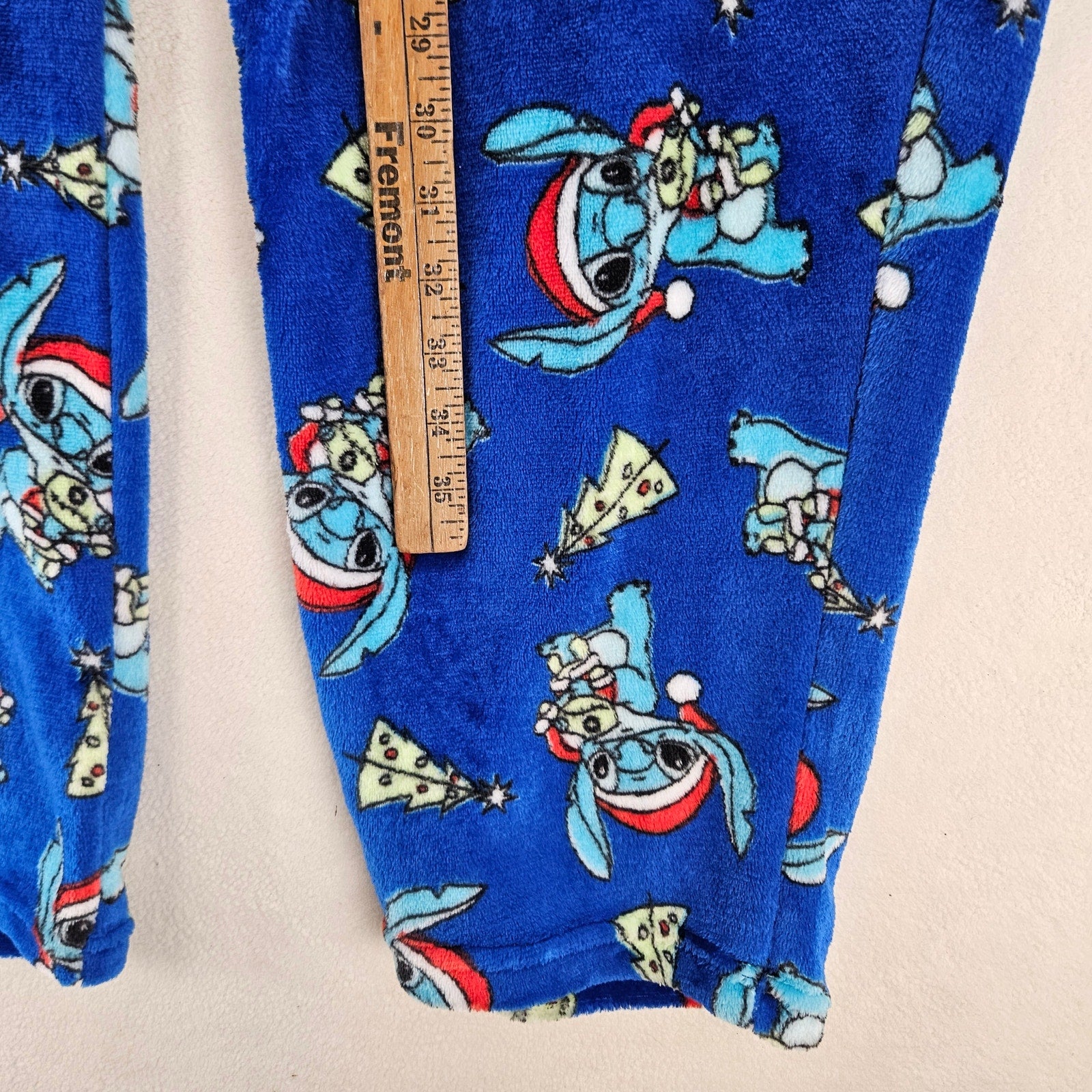LILO STITCH CHRISTMAS SLEEPWEAR LARGE FLEECE PAJAMA PANTS BLUE NWOT