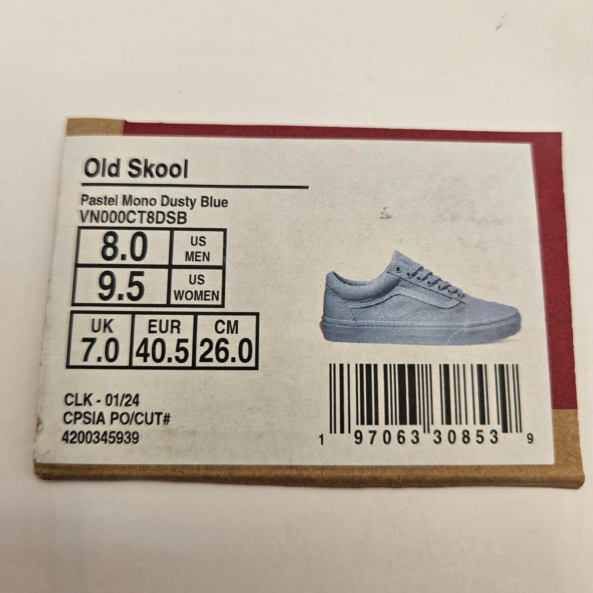 VANS MEN'S 8 OLD SKOOL PASTEL MONO DUSTY BLUE NWOB SUPER RARE