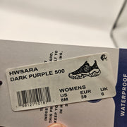 HUNTER WOMEN'S 8 SARA DARK PURPLE 500 HIKING SNEAKER WATERPROOF